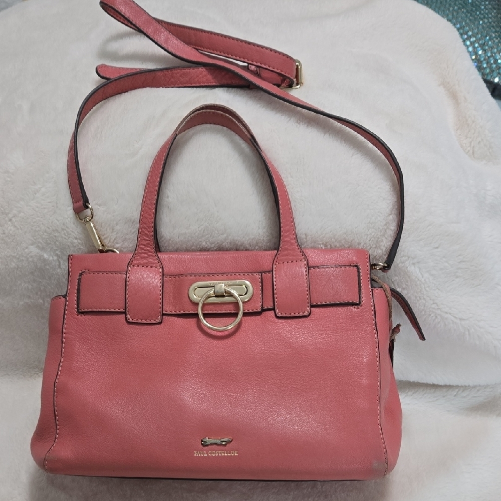 PAUL COSTELLOE Pink Satchel with Structured Design